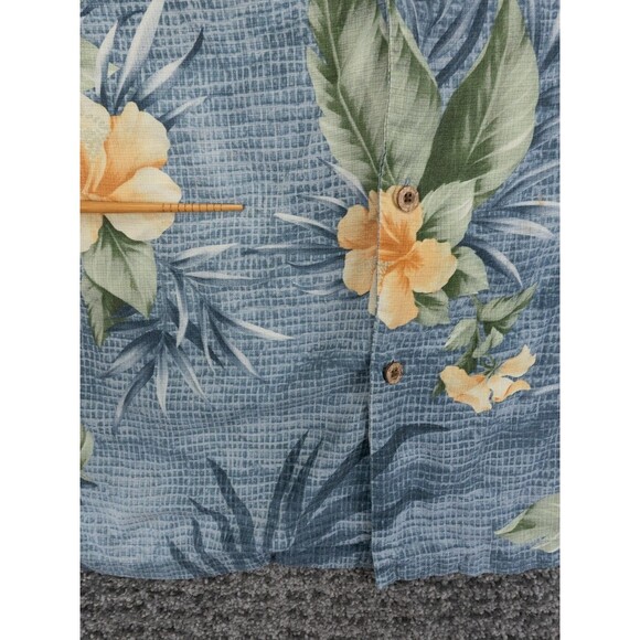 Tommy Bahama Shirt Mens XLX Blue Floral Print Silk Short Sleeve Beach Hawaiian - Picture 5 of 10